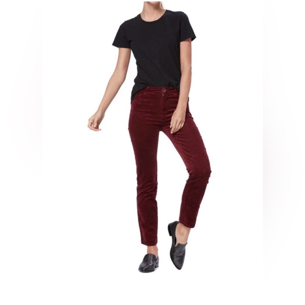 Paige Hoxton Ankle Cream Off White Corduroy Pants Slim‎